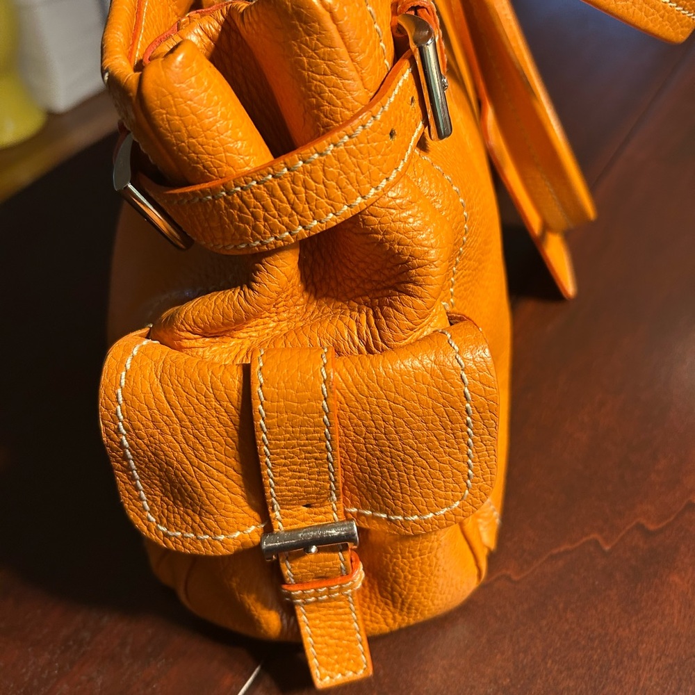 Prada Vibrant Orange Pebbled Leather Shoulder Bag - Picture 3 of 10